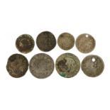 Eight antique European hammered silver coins, possibly German, 17.0g