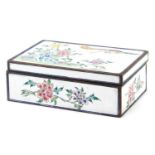 Chinese Canton enamel box with hinged lid hand painted with a bird of paradise amongst flowers, 5.