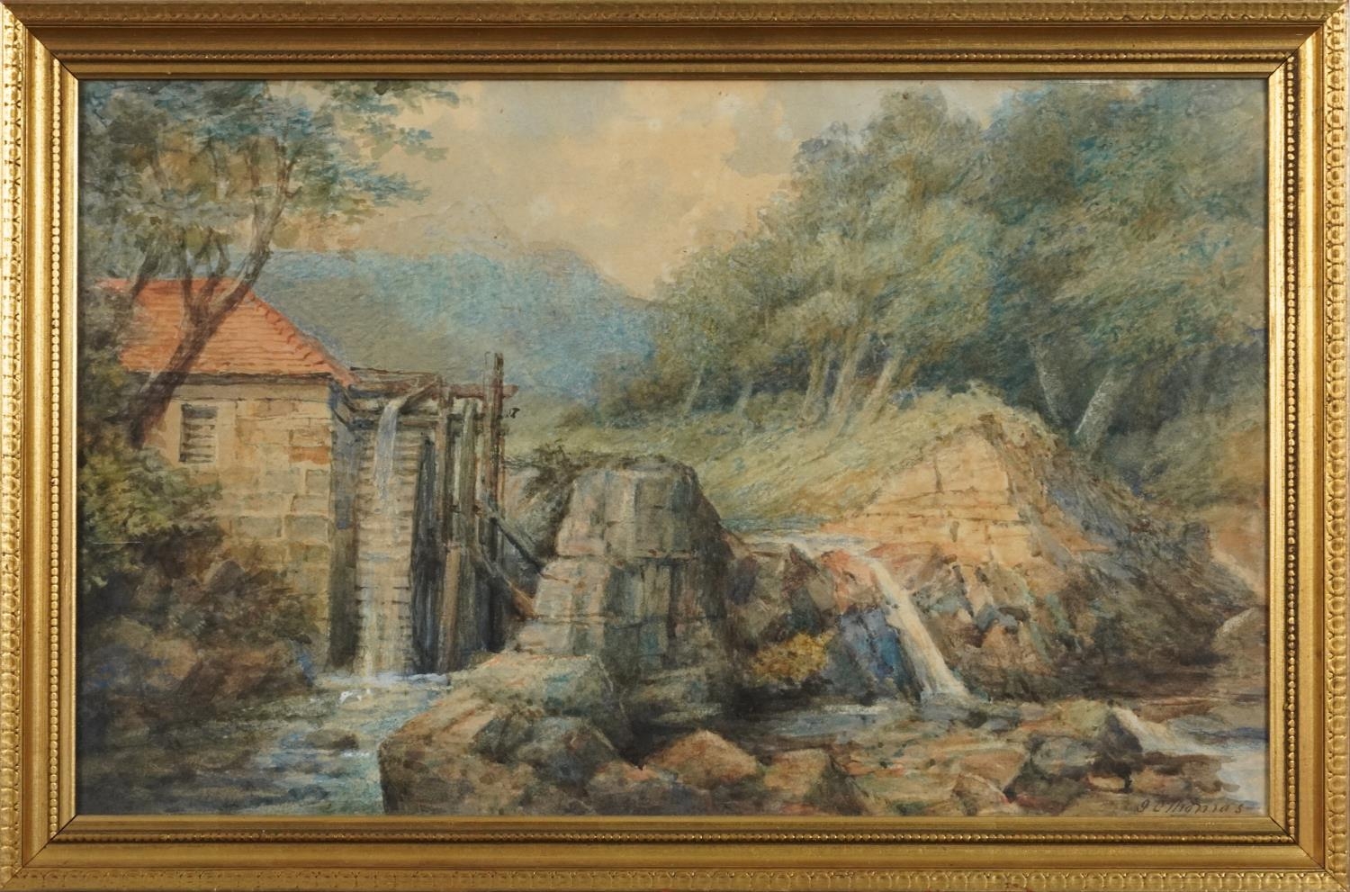 G C Thomas - Watermill before rocks and trees, late 19th/early 20th century watercolour, mounted - Image 2 of 4