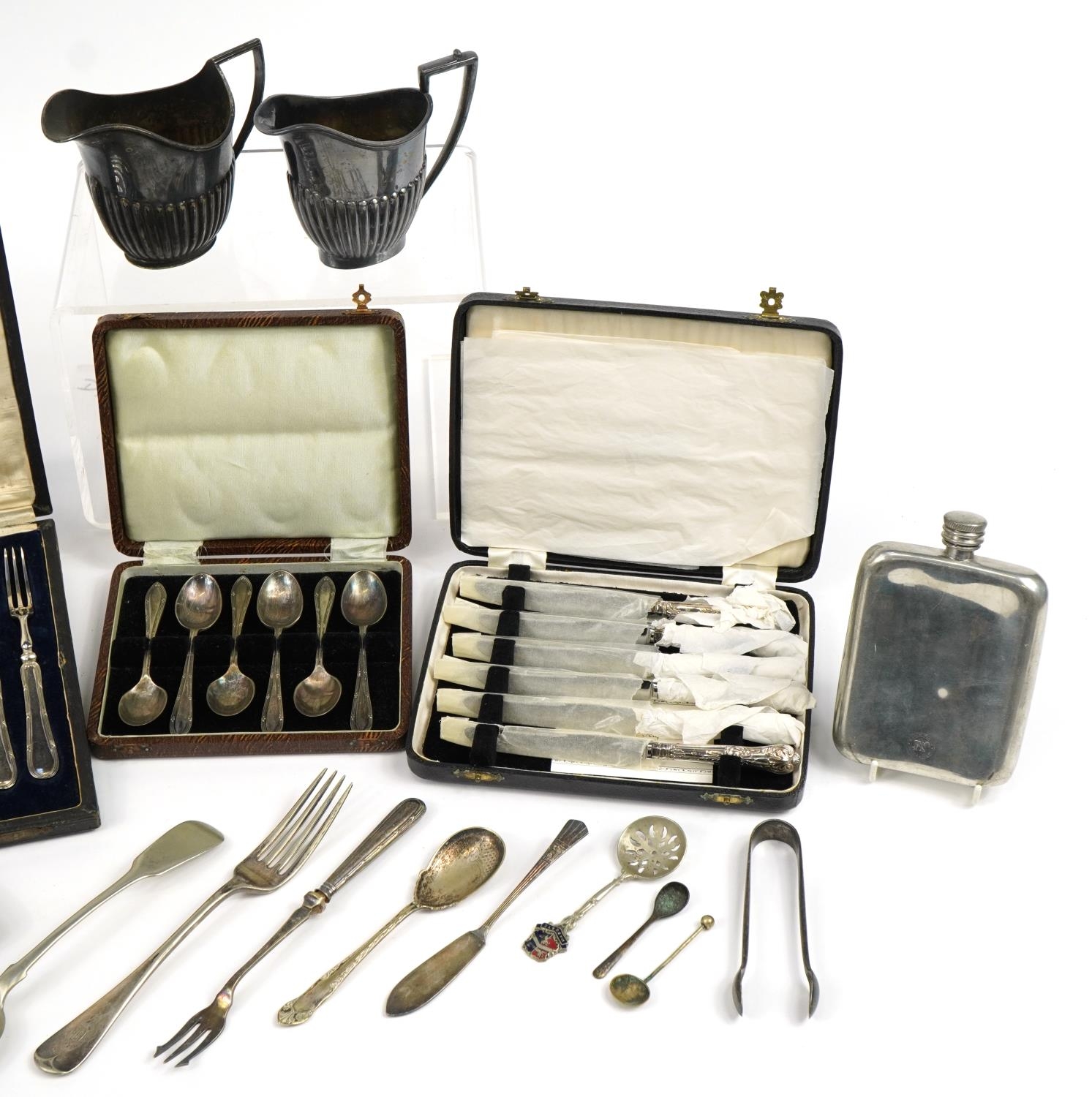 Silver and silver plated items including a set of six silver handled knives - Image 4 of 6