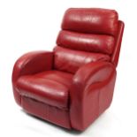 La-Z-Boy, contemporary red leather reclining armchair, 100cm high