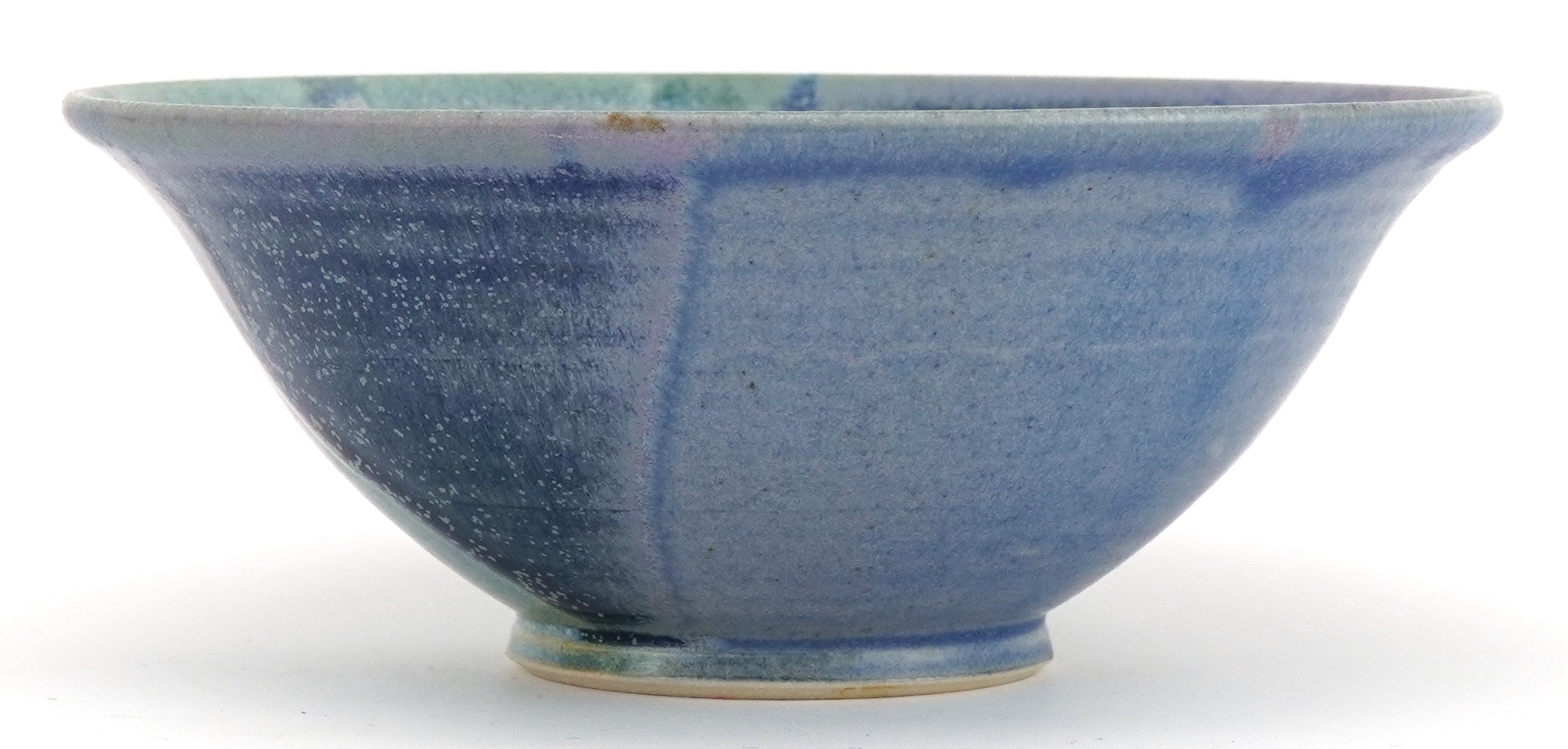 Studio pottery bowl having a blue dripping glaze, impressed marks to the base, 14cm in diameter - Image 2 of 4