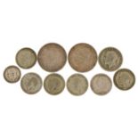 Victorian and later British coinage including two 1935 Rocking Horse crowns and half crowns, 141.0g