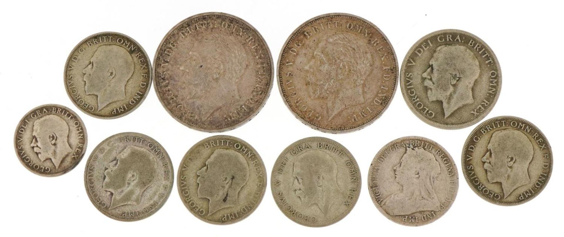 Victorian and later British coinage including two 1935 Rocking Horse crowns and half crowns, 141.0g