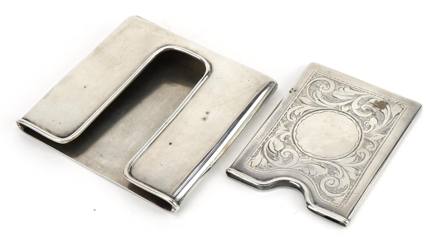 Two Victorian and later card cases including one with hinged front, the largest 7cm high, total 82.