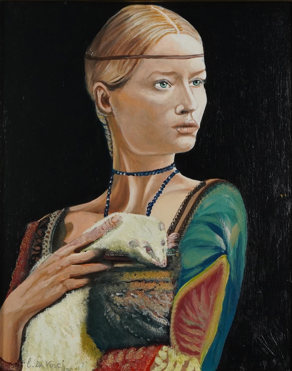 Clive Fredriksson, After Leonardo da Vinci, Lady with an ermine, oil on board, housed in a
