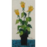 Angerer - Still life flowers in a vase, impasto oil on canvas, mounted and framed, 60.5cm x 30cm