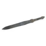 Chinese/Islamic patinated bronze short sword, 39cm in length
