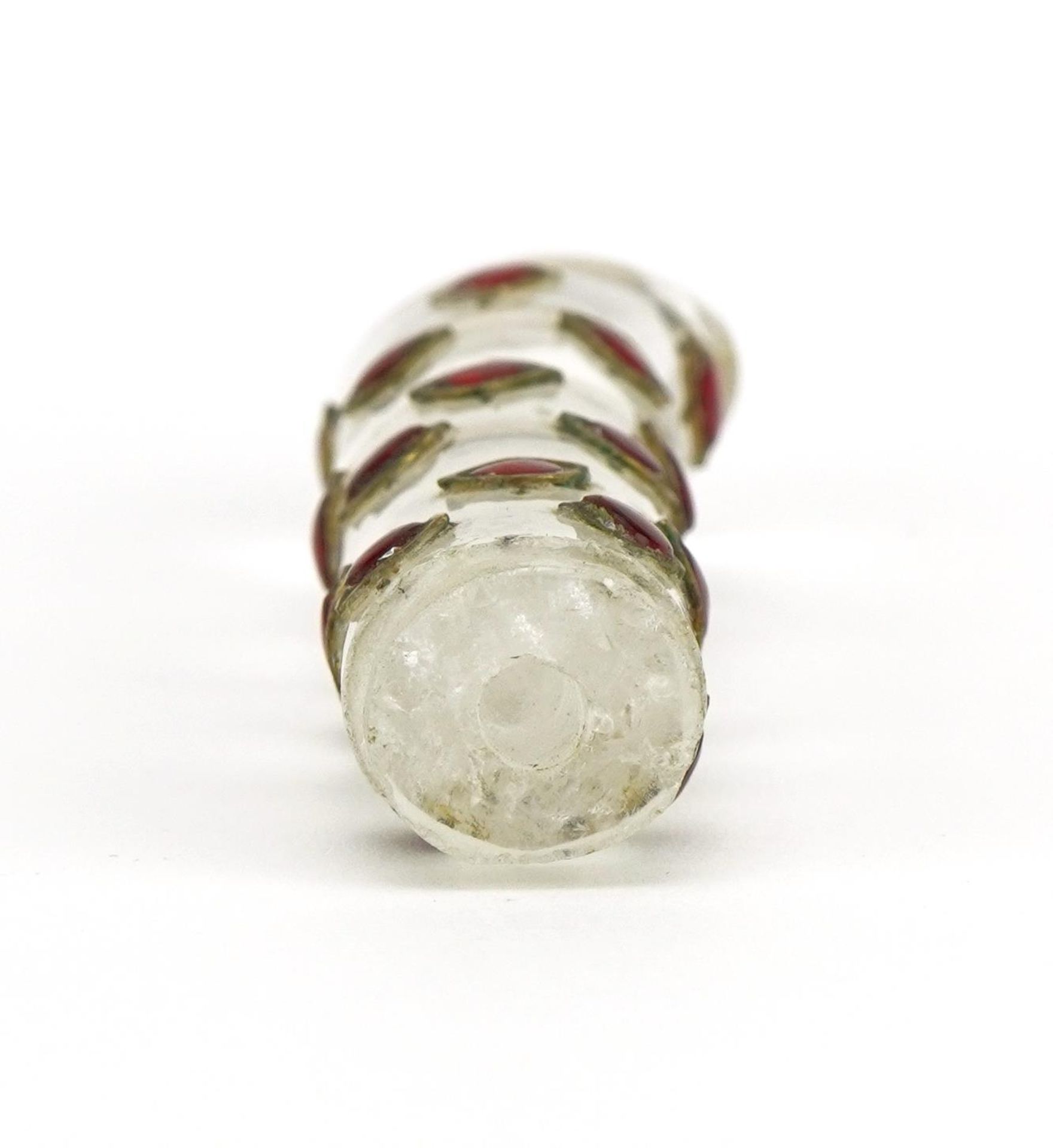 Islamic rock crystal dagger handle inset with red cabochons, 9cm in length - Image 3 of 3