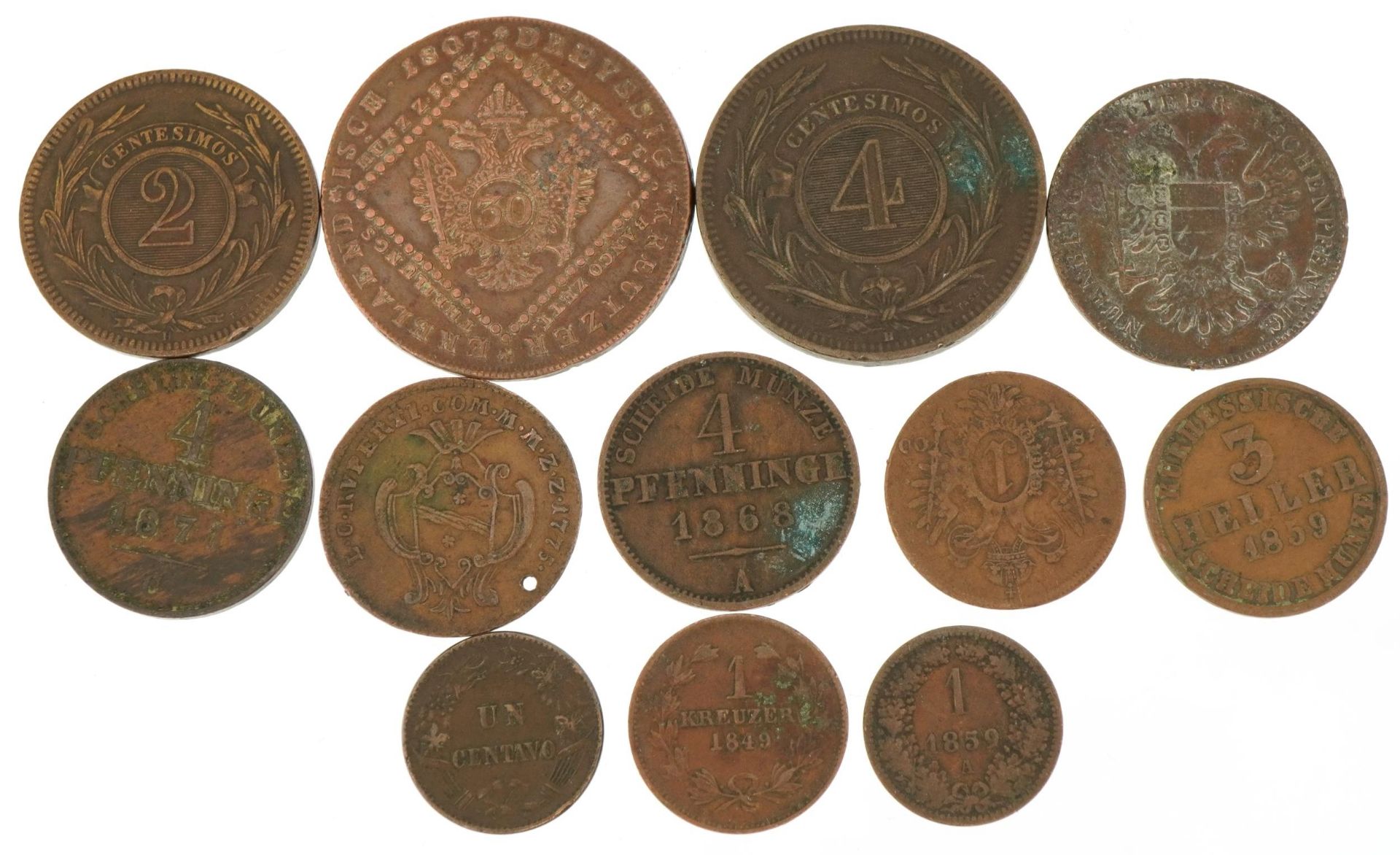 Antique world coinage including Uruguay two centesimos - Bild 2 aus 2