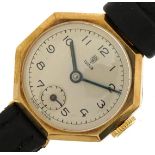 Ladies Tudor 9ct gold wristwatch with subsidiary dial, the case numbered 87732 226831, the case 22mm