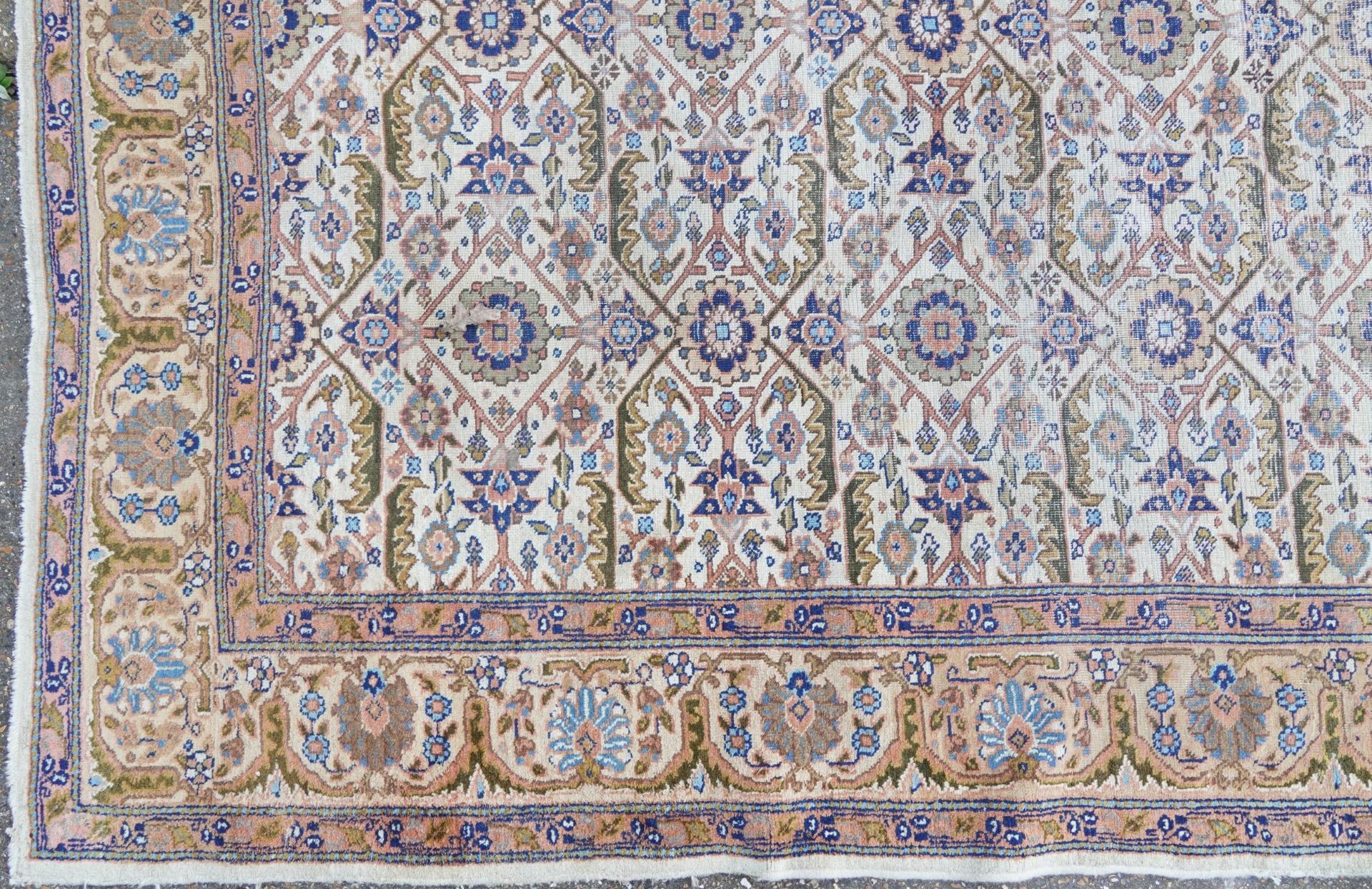 Rectangular Persian rug having an allover floral design within corresponding borders, 345cm x 255cm - Image 8 of 11