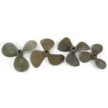 Four phosphor bronze shipping interest boat propellers, the largest 32cm in diameter