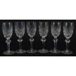 Set of six Waterford Crystal Powerscourt desert wine glasses, each 16.5cm high