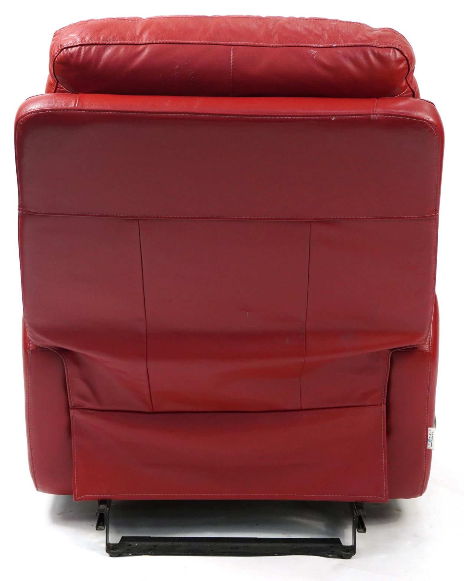 La-Z-Boy, contemporary red leather reclining armchair, 100cm high - Image 4 of 5