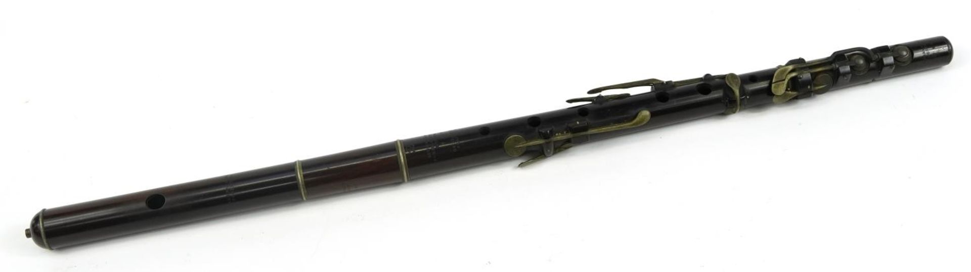 Boosey & Sons, Victorian rosewood four piece flute housed in a velvet lined mahogany case with R S - Bild 2 aus 6