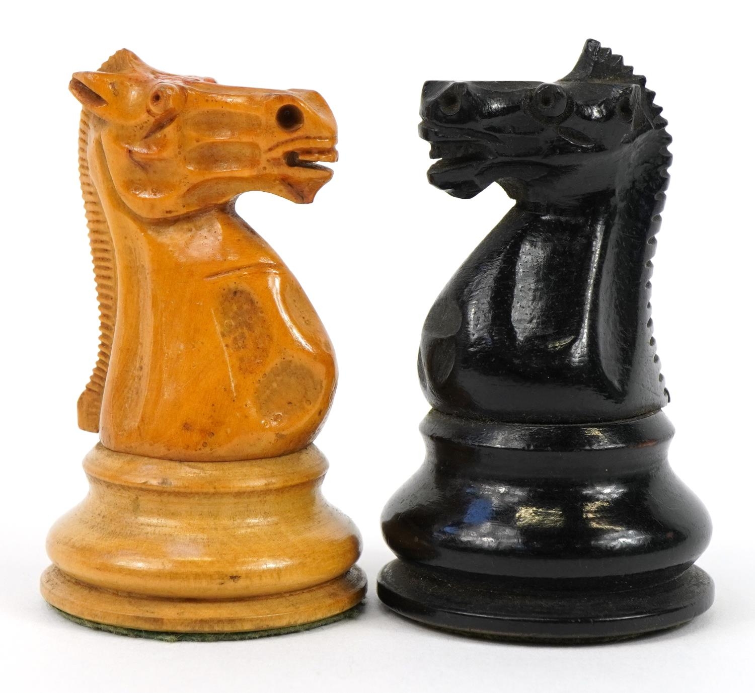 J Jaques & Sons, 19th century Staunton Chessmen pattern ebony and boxwood chess set with fitted - Image 5 of 8