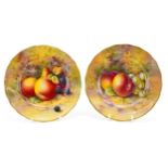 Edward Townsend, two Royal Worcester plates hand painted with fruit, each 16.5cm in diameter