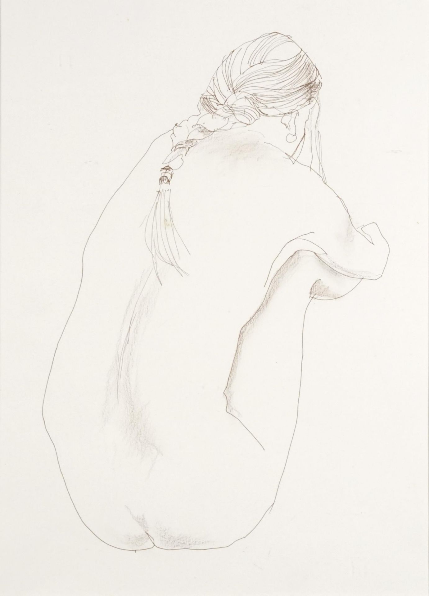 J Stanley Clamp - Life drawing, nude female, inscribed label verso, mounted, framed and glazed, 45cm
