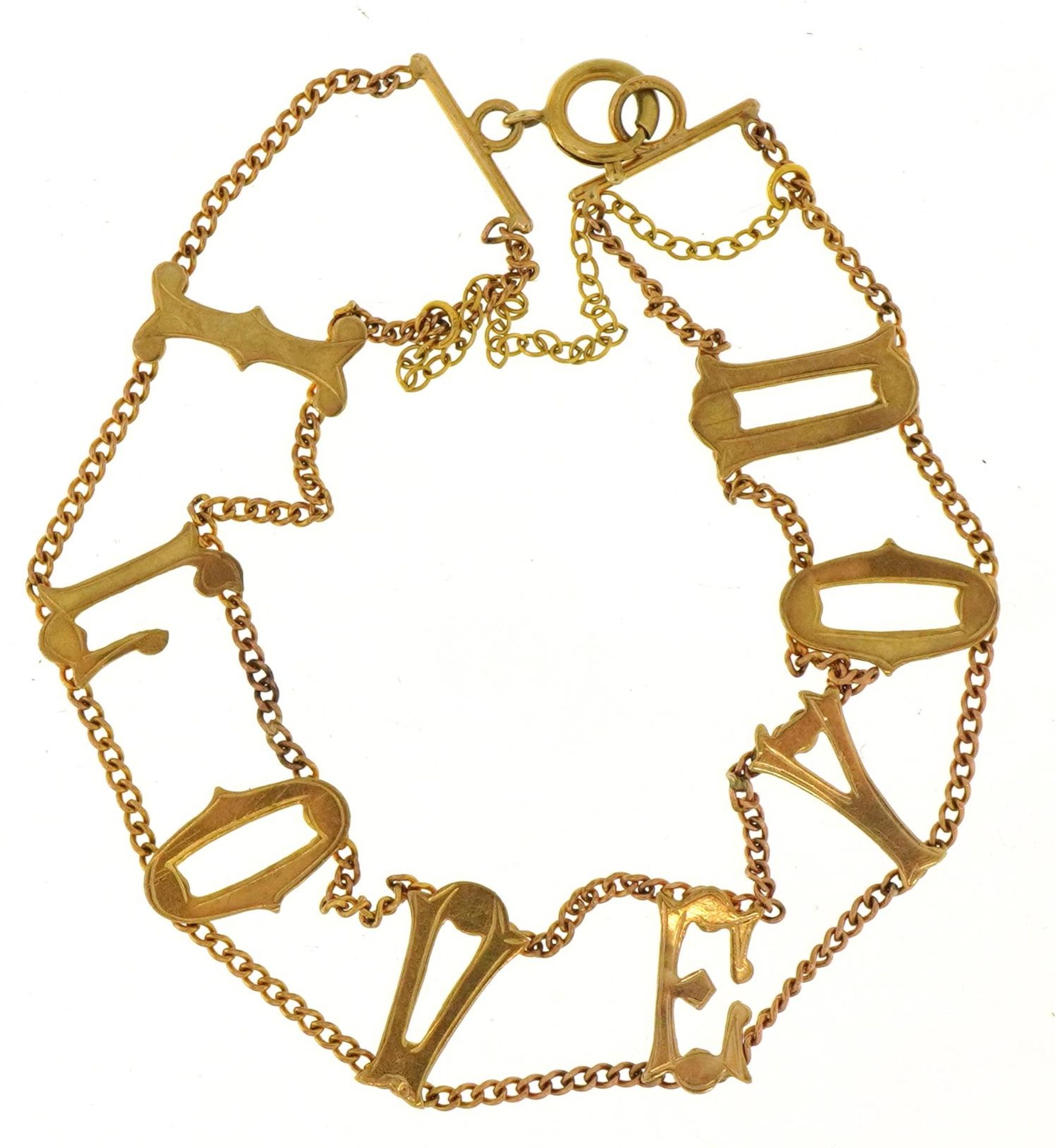 9ct gold I love you design bracelet, 18cm in length, 4.8g - Image 2 of 4