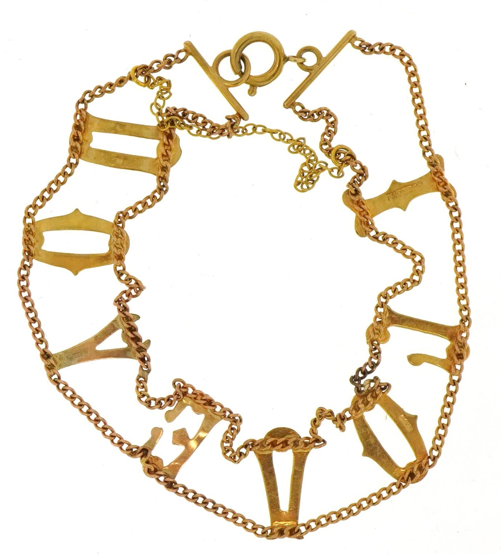 9ct gold I love you design bracelet, 18cm in length, 4.8g - Image 3 of 4