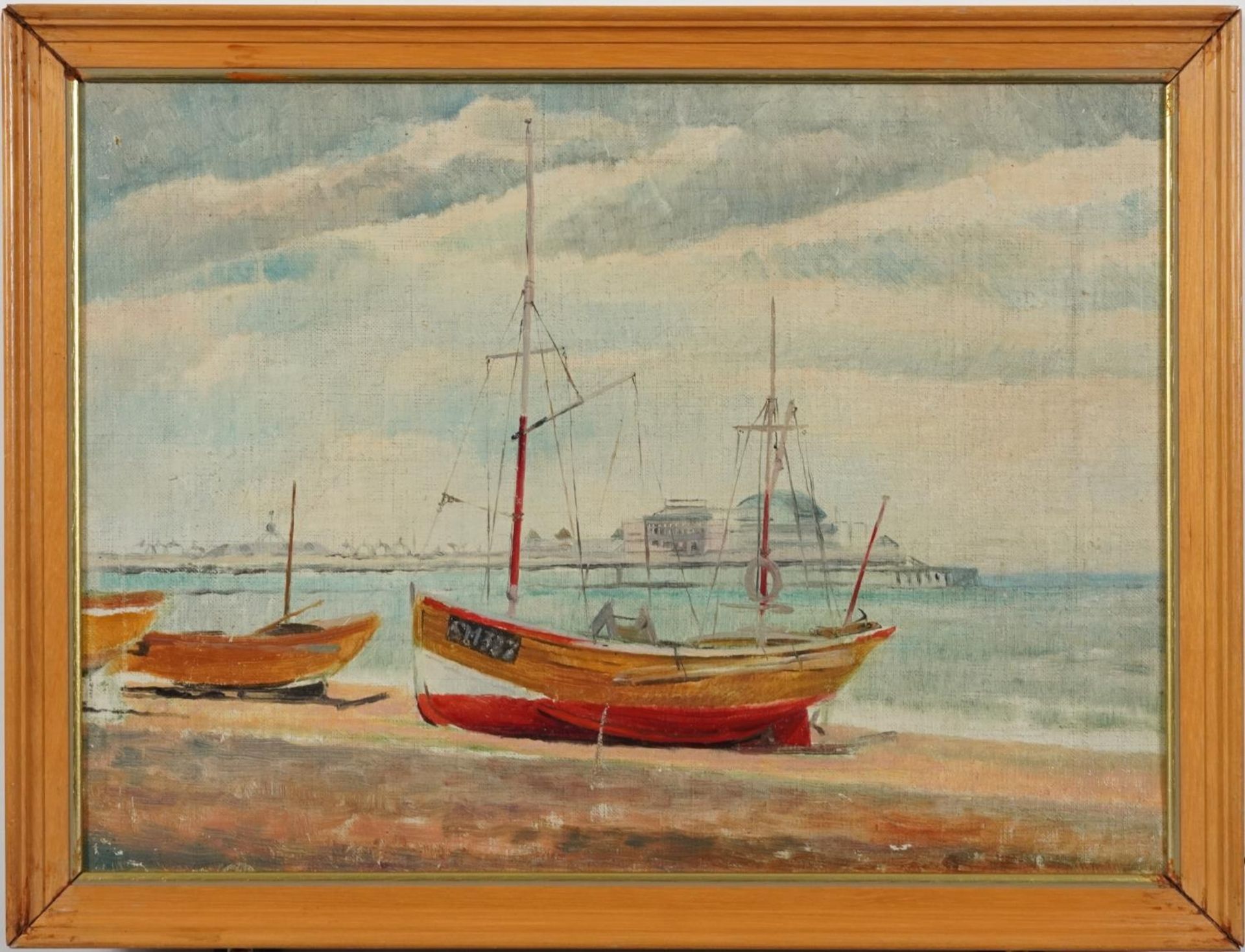 Still life, moored fishing boats and landscapes, seven mixed medias including an oil on canvas and - Bild 29 aus 31