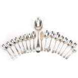 Georgian and later silver flatware including tablespoon by Josiah & George Piercy, London 1811 and