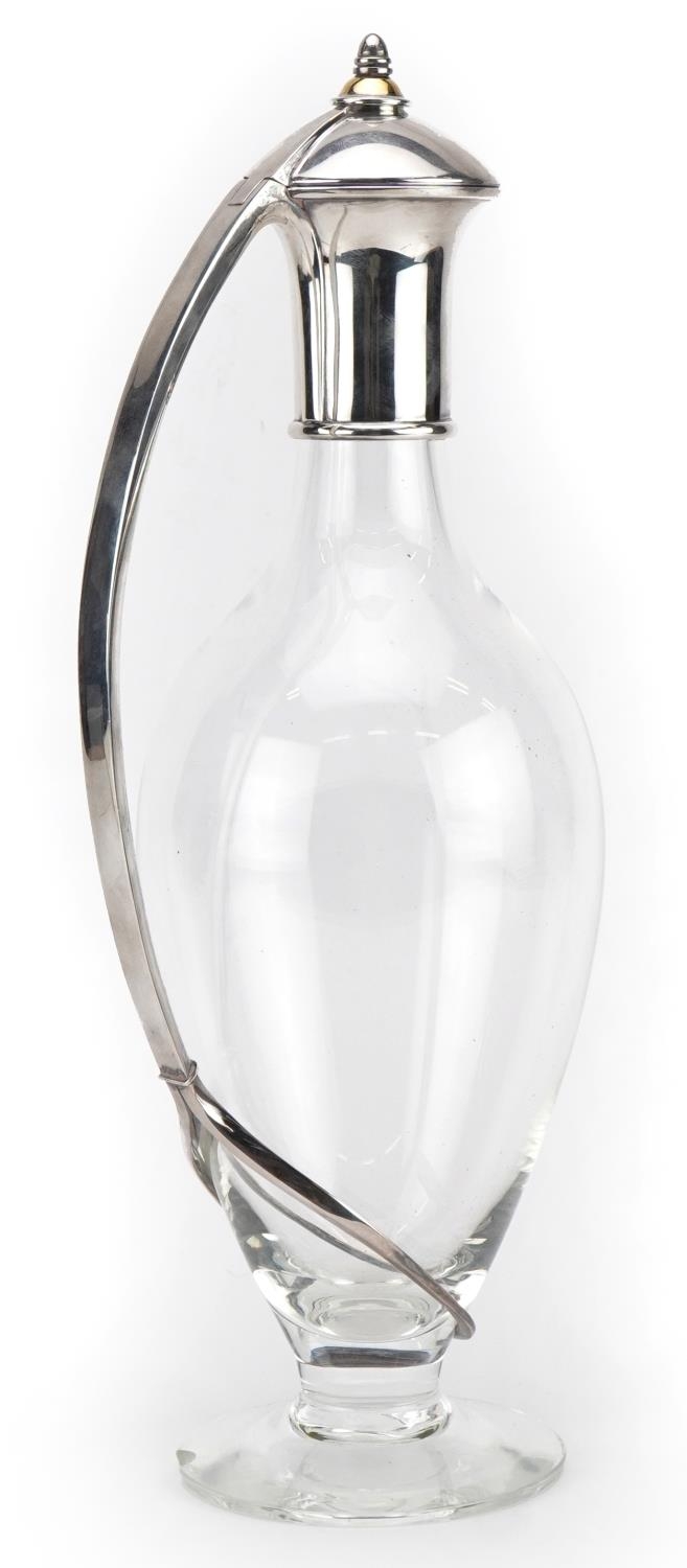 Silver mounted glass claret jug, M J P maker's mark, Birmingham 1997, 34cm high - Image 2 of 4