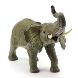 Large cold painted bronze elephant in the manner of Franz Xaver Bergmann, 34cm in length