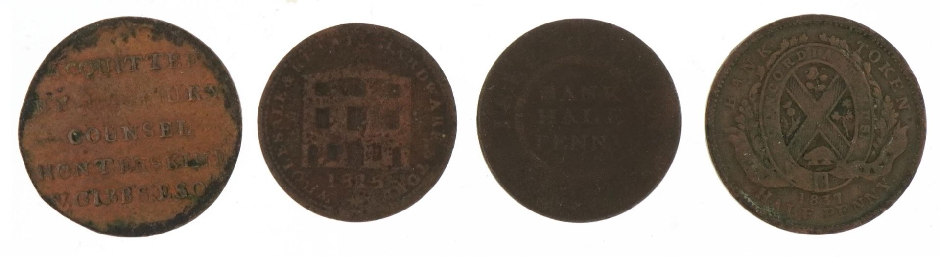 Four 17th/18th century halfpenny tokens including J H Tooke - Bild 2 aus 2