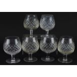 Set of six Waterford Crystal Alana brandy glasses, each 13.5cm high