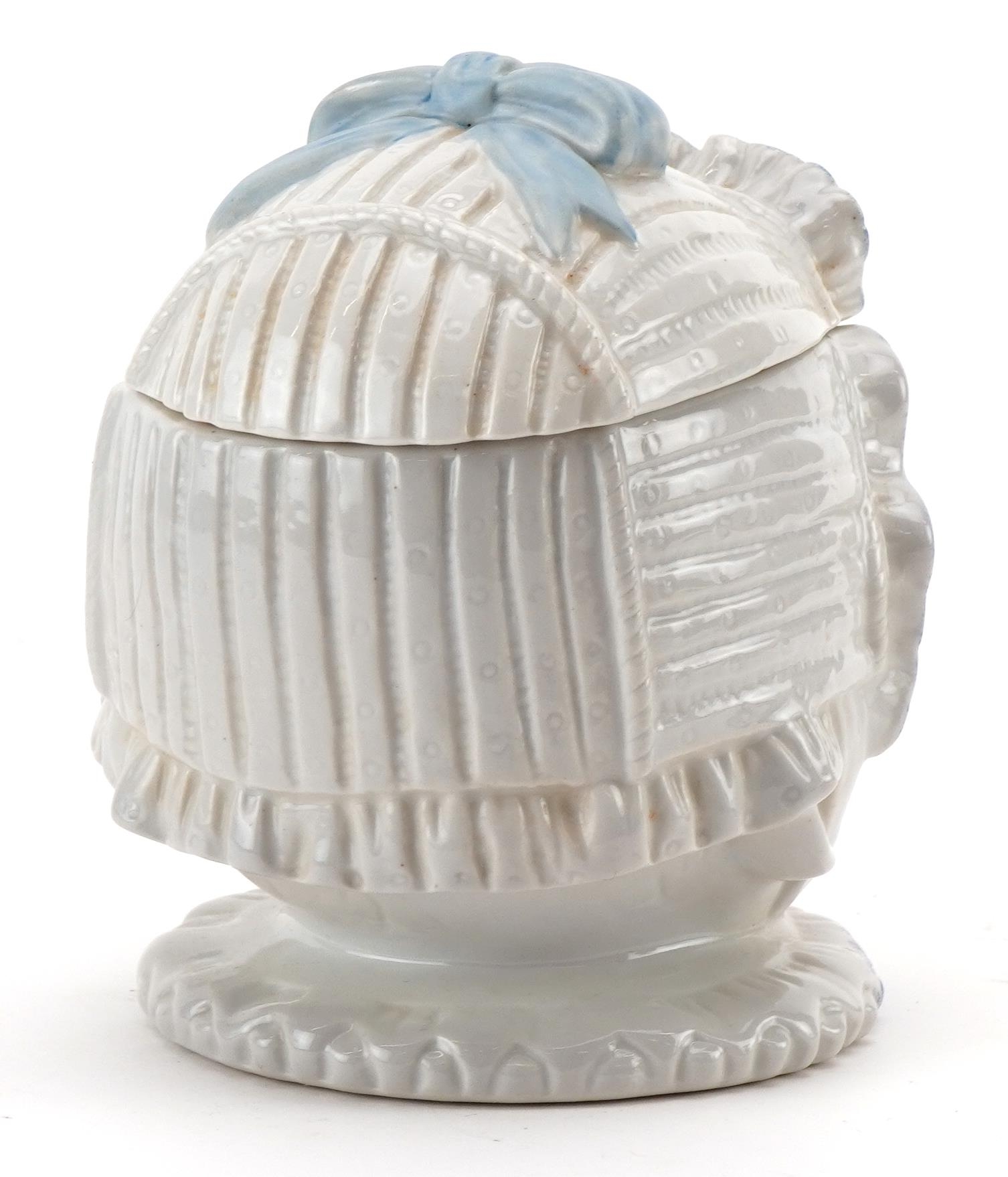 Continental porcelain baby's head tobacco box and cover, 13cm high - Image 2 of 3