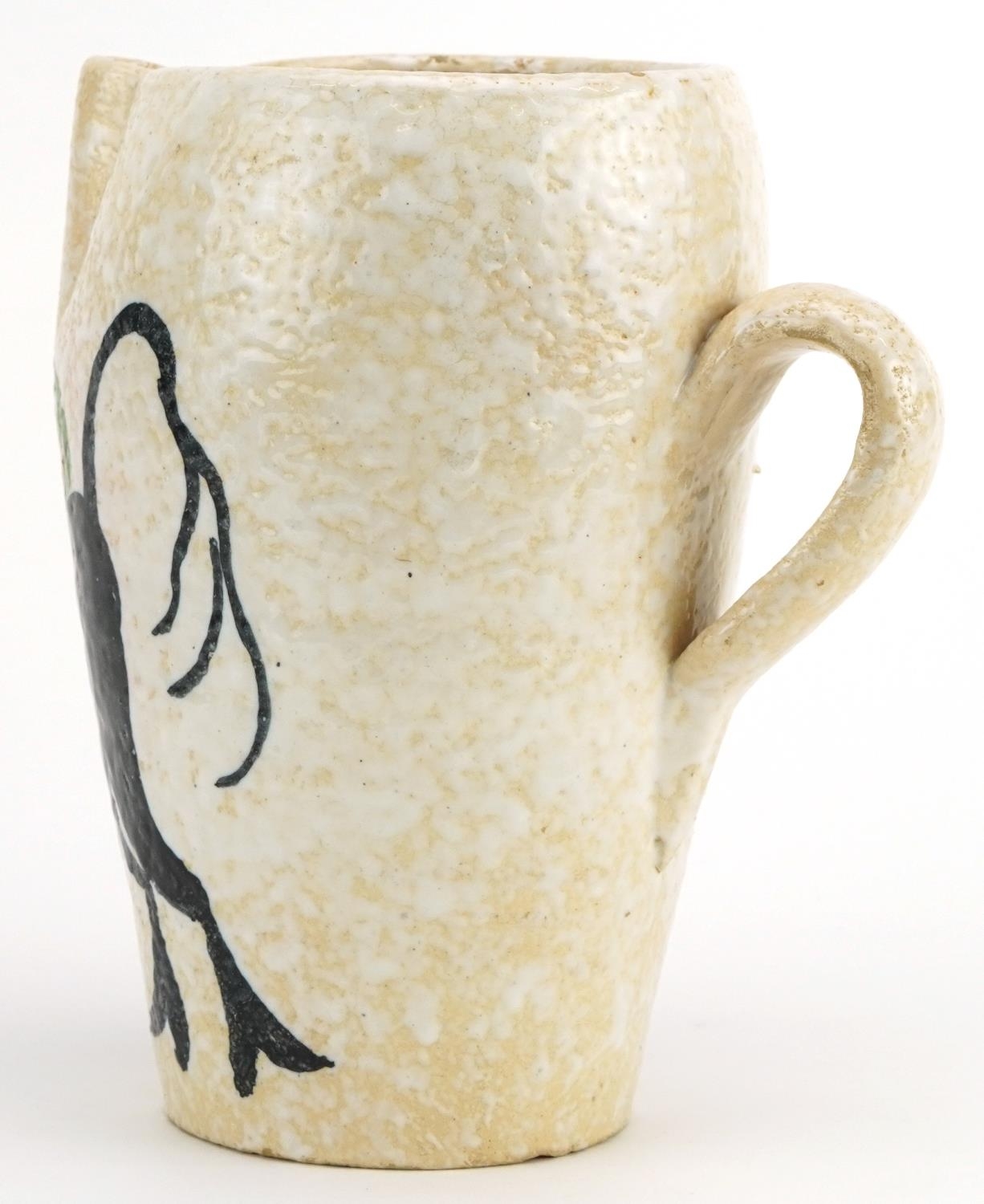 Manner of Guido Ganbone, 1950s Italian jug hand painted with a stylised donkey, 22cm high - Image 3 of 4