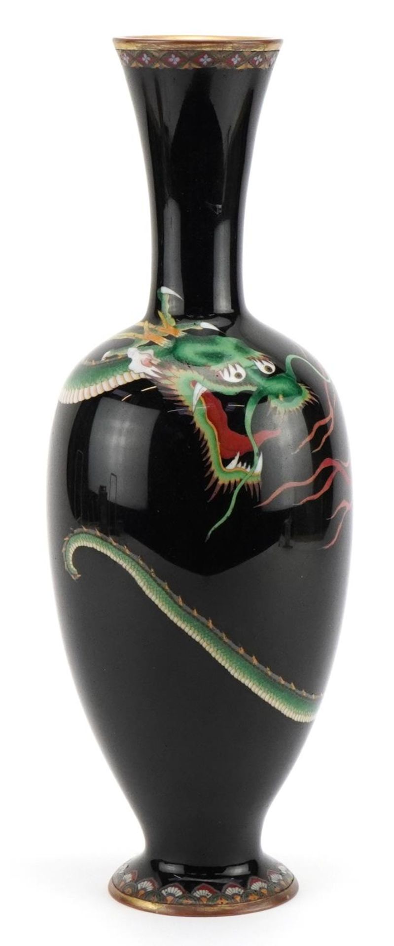 Japanese cloisonne vase enamelled with a three clawed dragon, 30cm high