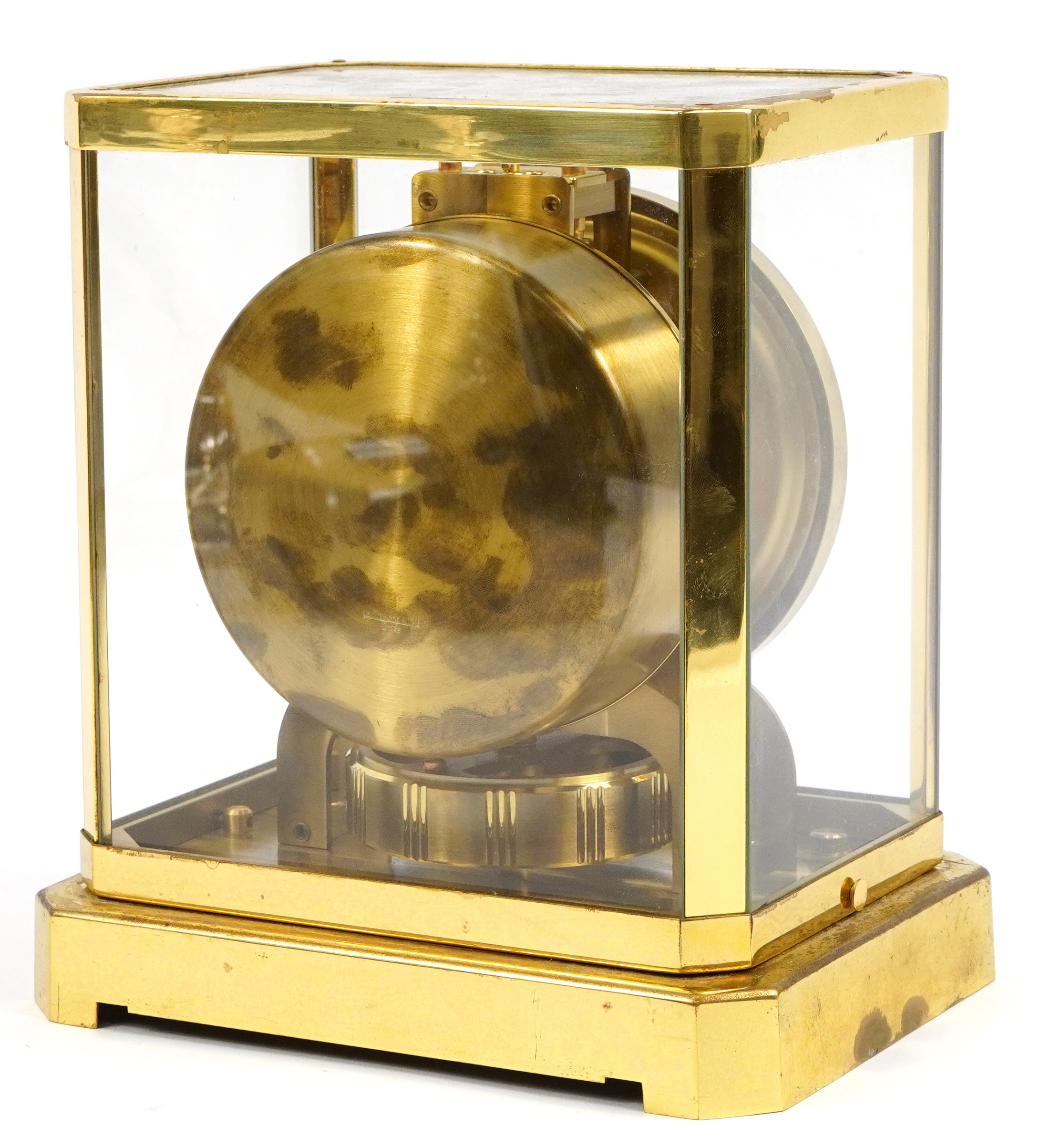 Jaeger LeCoultre brass cased Atmos clock, the circular chapter ring having Arabic numerals, serial - Image 4 of 4