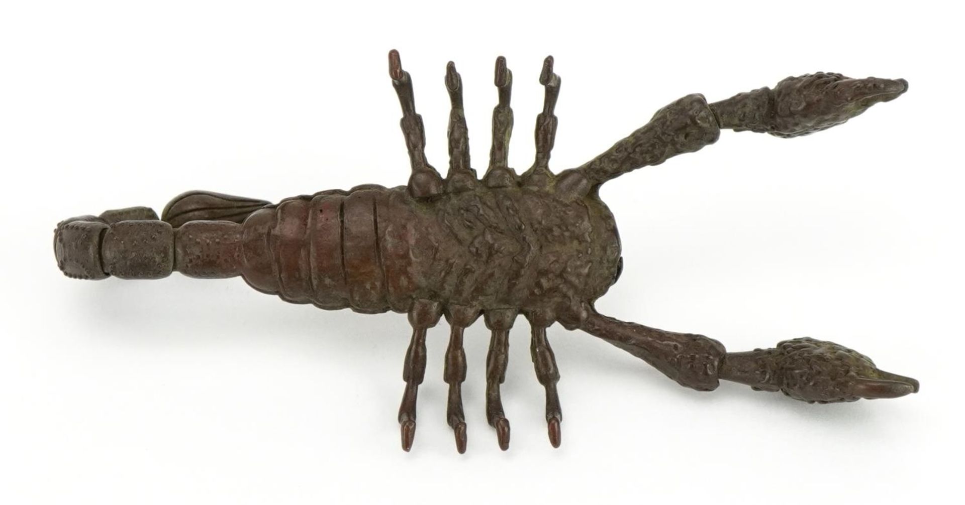 Japanese patinated bronze scorpion with articulated claws and tail, 9cm in length - Image 3 of 3