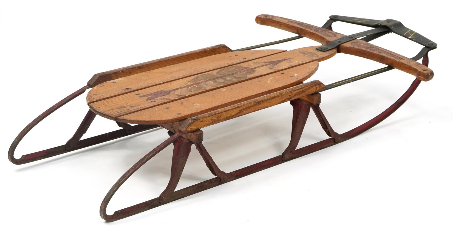 Vintage Flexible Flyer wooden and metal sled, 100cm in length - Bild 2 aus 3