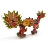 Chinese filigree metal and cloisonne dragon, 20.5cm in length