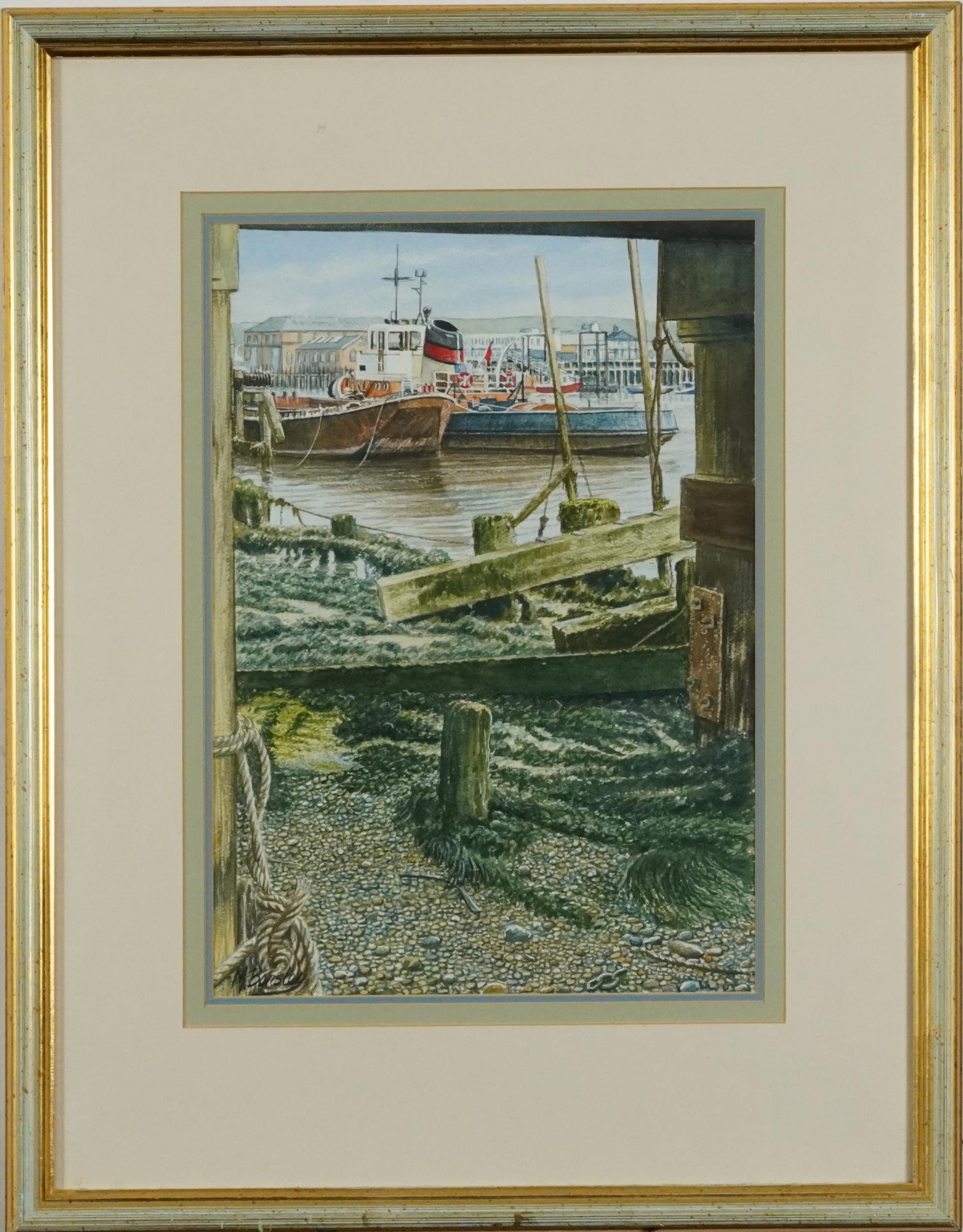 Michael Bensley - Fishermen pulling in the catch and tug with lighter, Newhaven, two watercolours, - Image 7 of 11