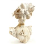 Large 19th century continental carved white marble bust of a female, 59cm high
