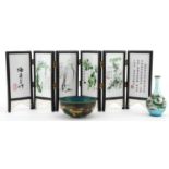 Japanese and Chinese sundry items including hardwood and porcelain six fold screen and Japanese