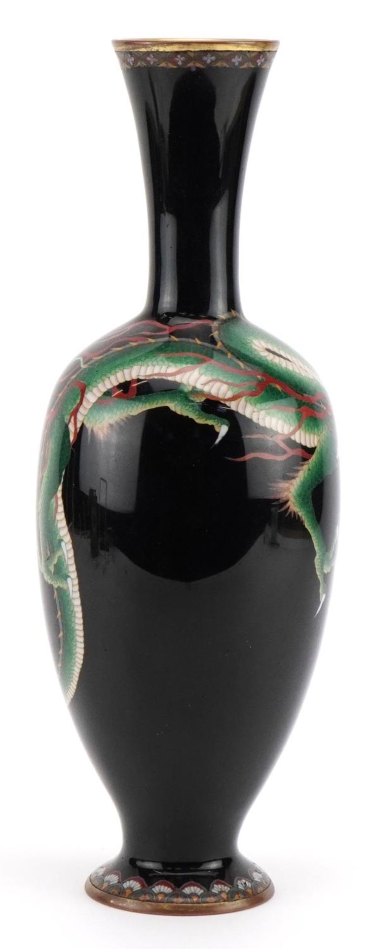 Japanese cloisonne vase enamelled with a three clawed dragon, 30cm high - Bild 2 aus 3