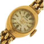 Accurist, ladies 9ct gold wristwatch with 9ct gold strap, 14mm in diameter, 12.3g