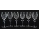 Set of six Waterford Crystal Powerscourt wine glasses, each 16cm high