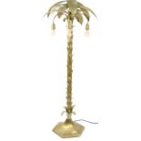 Gilt metal palm tree design four branch standard lamp, 188cm high