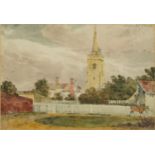 Amelia, Lady Farnborough - View at Newmarket, Suffolk, late 18th/early 19th century watercolour,