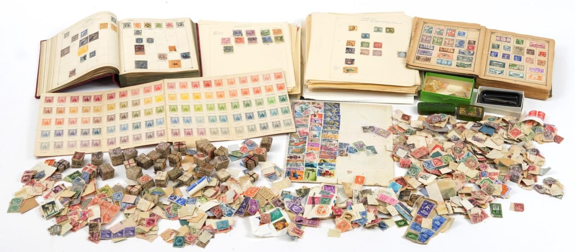 Collection of antique and later world stamps, some arranged in albums