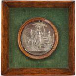 New Zealand Exhibition silver plated bronze honorary medal dated 1865 housed in an oak frame, the