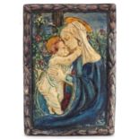 Mary Watts for Compton, Arts & Crafts wall plaque hand painted and decorated in relief with