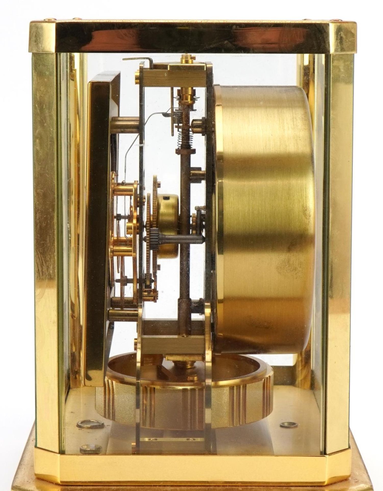 Jaeger LeCoultre brass cased Atmos clock, the square chapter ring having Arabic numerals, serial - Image 2 of 3